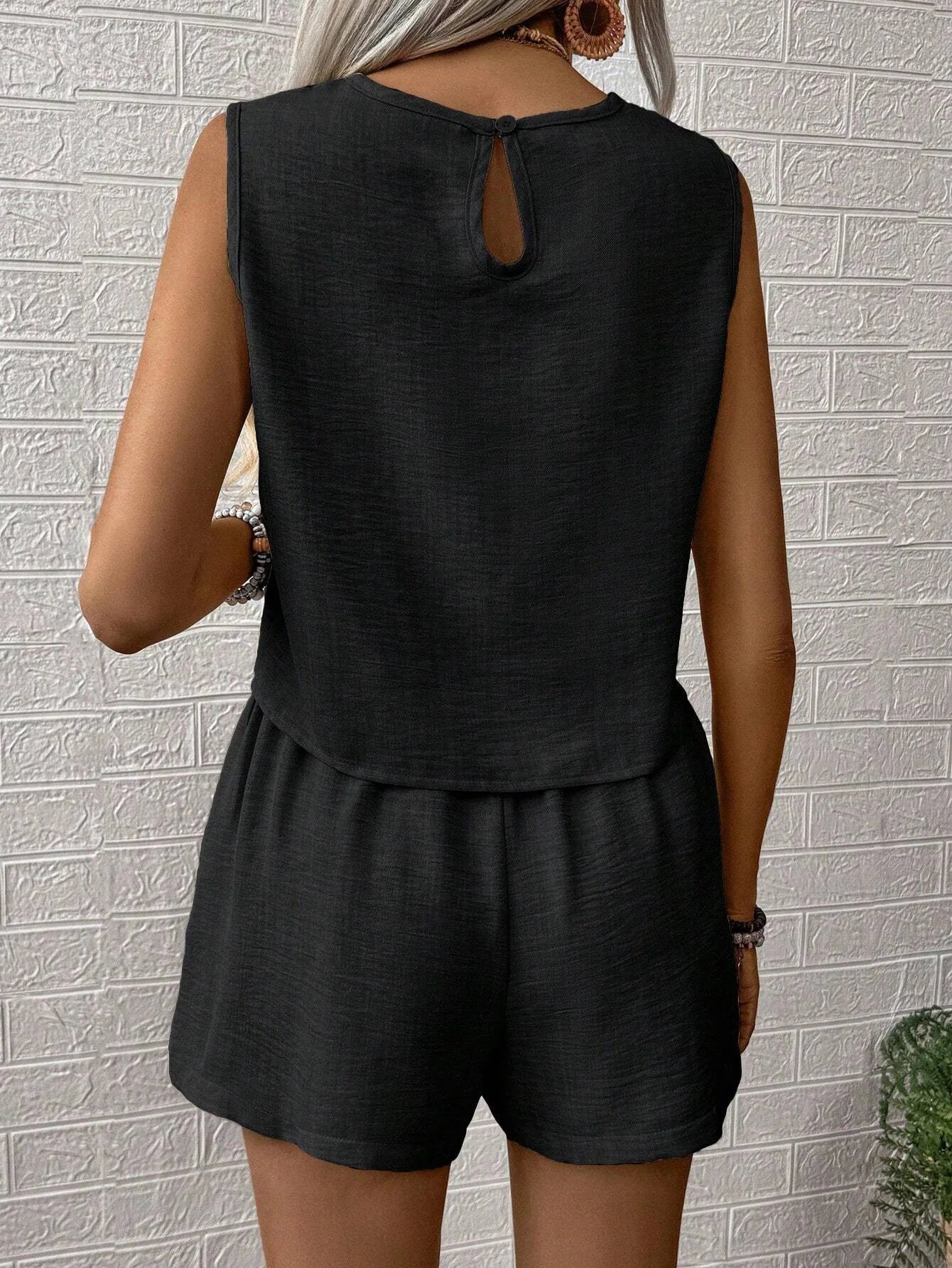 Solid Color Top and Shorts Set