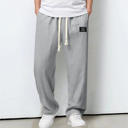 Men's Summer Casual Sports Solid Color Loose Wide Leg Trousers Stocking Gift Boy