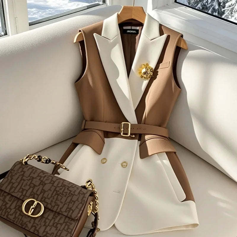 Lady Coffee Blazers with Belt
