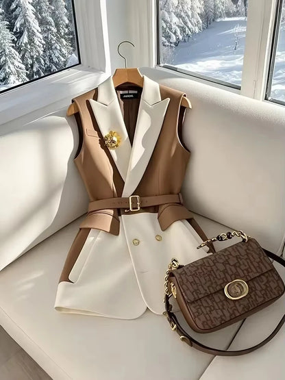 Lady Coffee Blazers with Belt