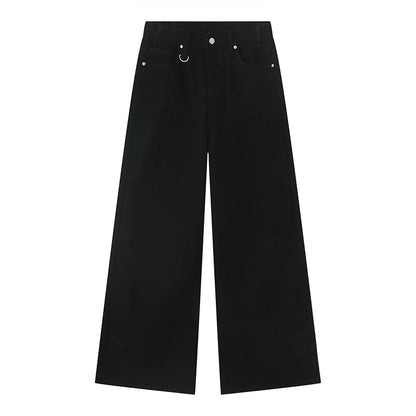 IEFB Men's Vintage Jeans Fashion Washed Street Casual Wide Leg Denim Pants Summer Distressed Loose Male Versatile Trousers 9C354