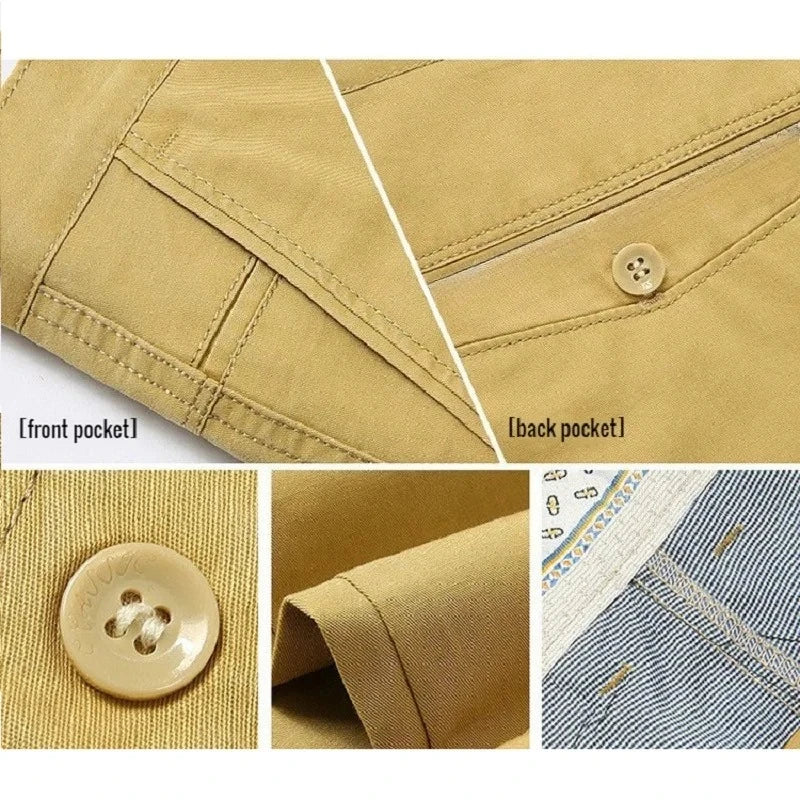 100 Cotton Men's Casual Pant Straight Cut Chino Trouser Male Formal Dress Office Work Golf Wear Summer Classic Business Khaki 40
