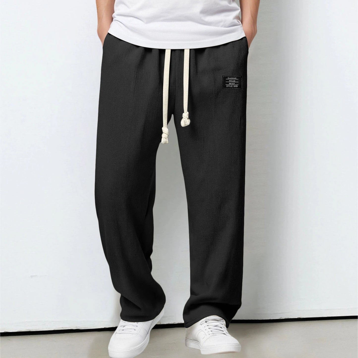 Men's Summer Casual Sports Solid Color Loose Wide Leg Trousers Stocking Gift Boy