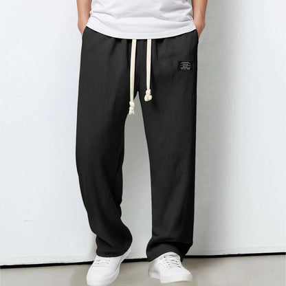 Men's Summer Casual Sports Solid Color Loose Wide Leg Trousers Stocking Gift Boy