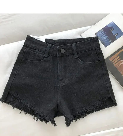 Women's 2026 High Waist Raw Edge Wide Leg Solid Denim Korean Casual Summer Shorts