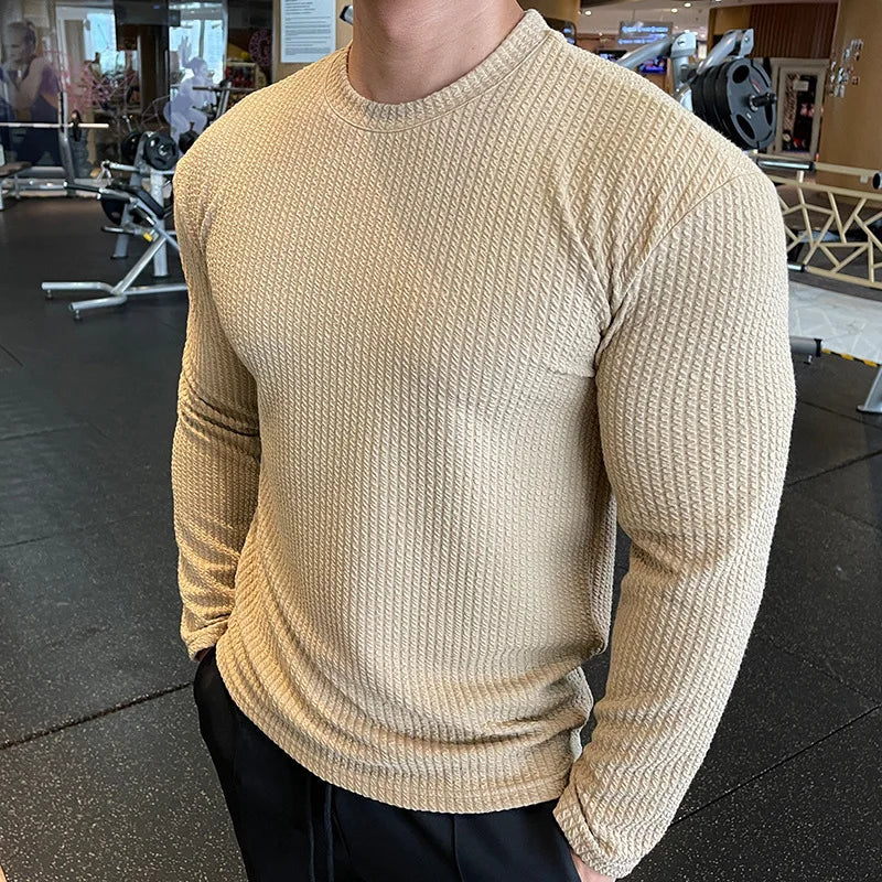 Men's Waffle Knit Shirt, Slim Fit Thermal Wear, Long Sleeve Base Layer