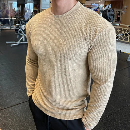 Men's Waffle Knit Shirt, Slim Fit Thermal Wear, Long Sleeve Base Layer