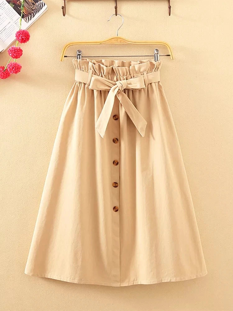 Elegant Button High Waist Skirt