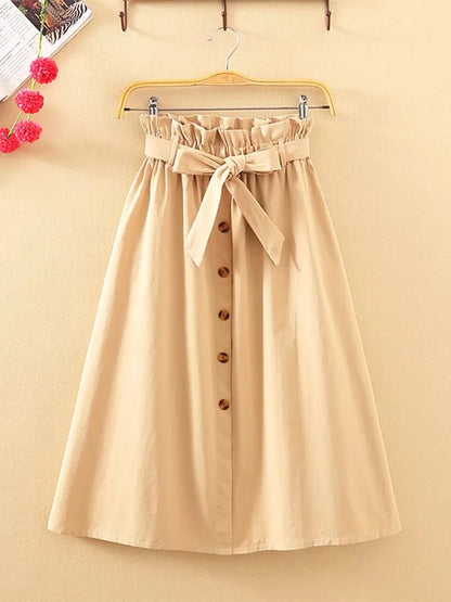 Elegant Button High Waist Skirt