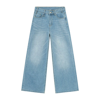 IEFB Men's Vintage Jeans Fashion Washed Street Casual Wide Leg Denim Pants Summer Distressed Loose Male Versatile Trousers 9C354