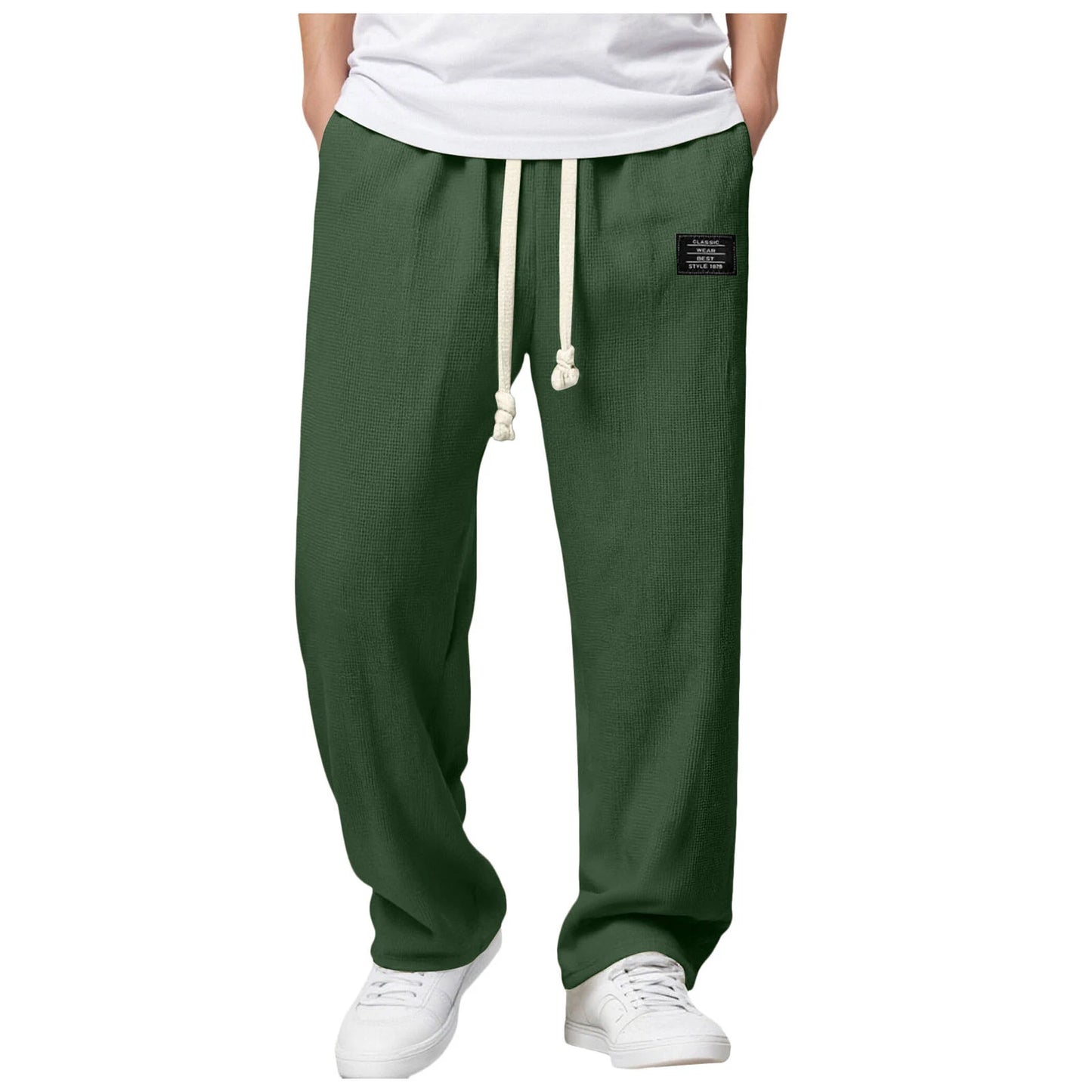 Men's Summer Casual Sports Solid Color Loose Wide Leg Trousers Stocking Gift Boy