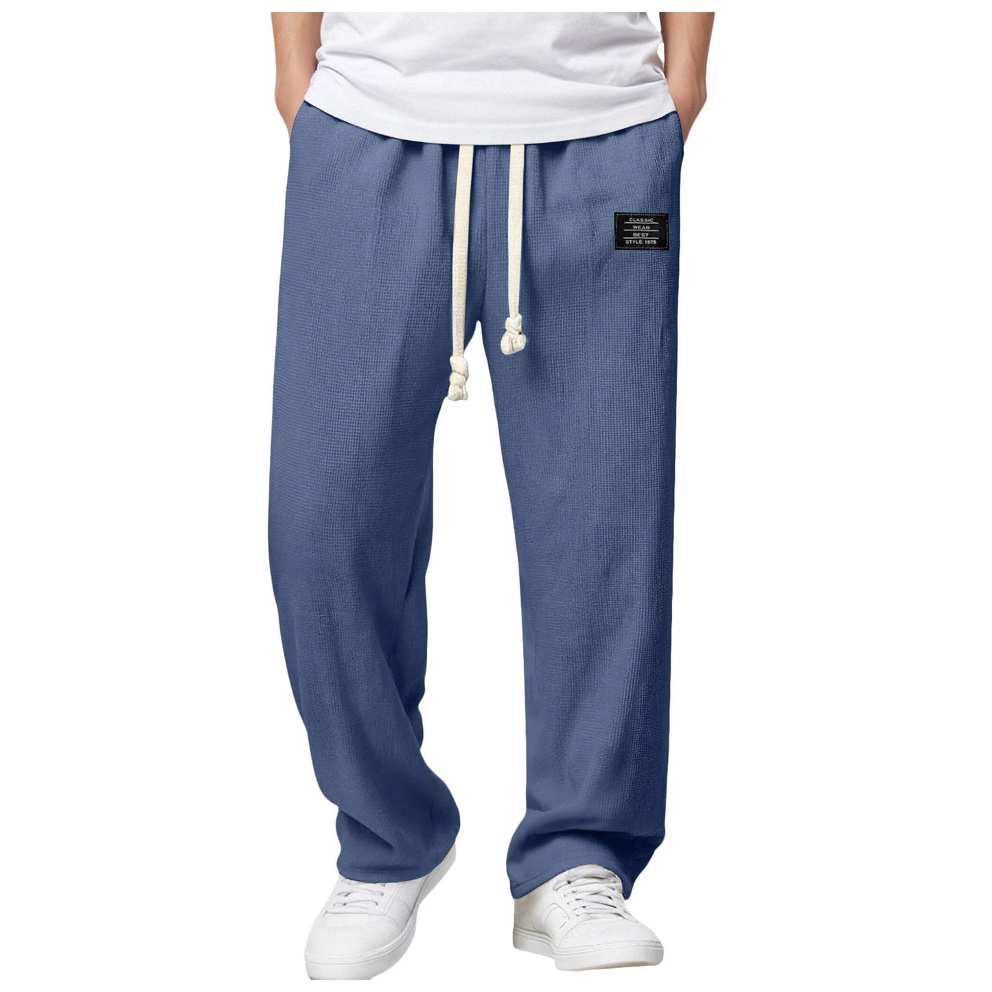 Men's Summer Casual Sports Solid Color Loose Wide Leg Trousers Stocking Gift Boy