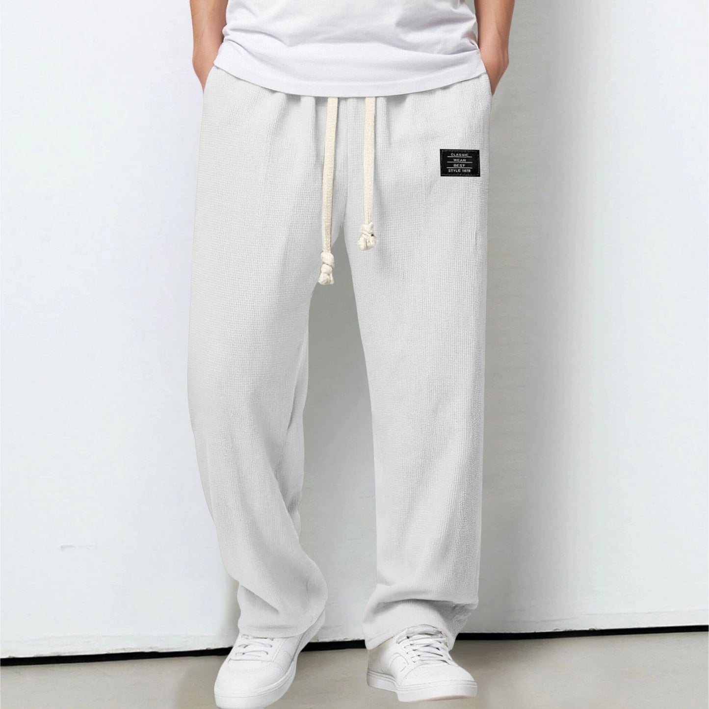 Men's Summer Casual Sports Solid Color Loose Wide Leg Trousers Stocking Gift Boy