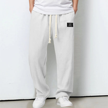 Men's Summer Casual Sports Solid Color Loose Wide Leg Trousers Stocking Gift Boy