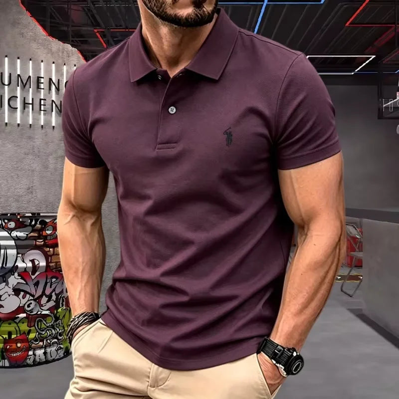 High end brand 100% Pure Cotton Men's Short Sleeve Polo Shirt 2026 Summer Luxury Fashion Pony embroidery Golf Top Casual T-shirt