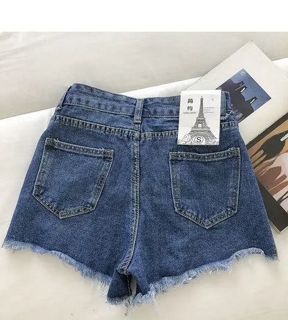 Women's 2026 High Waist Raw Edge Wide Leg Solid Denim Korean Casual Summer Shorts