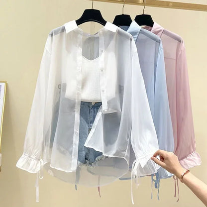 Summer Thin Loose Button-Up Shirt