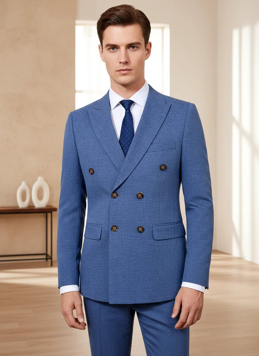 ST Cassy  2-piece set (jacket + pants) double-breasted Man Suit blue Modern Wedding Suits for Men slim fit Business office suit