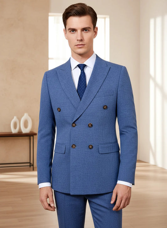 ST Cassy  2-piece set (jacket + pants) double-breasted Man Suit blue Modern Wedding Suits for Men slim fit Business office suit