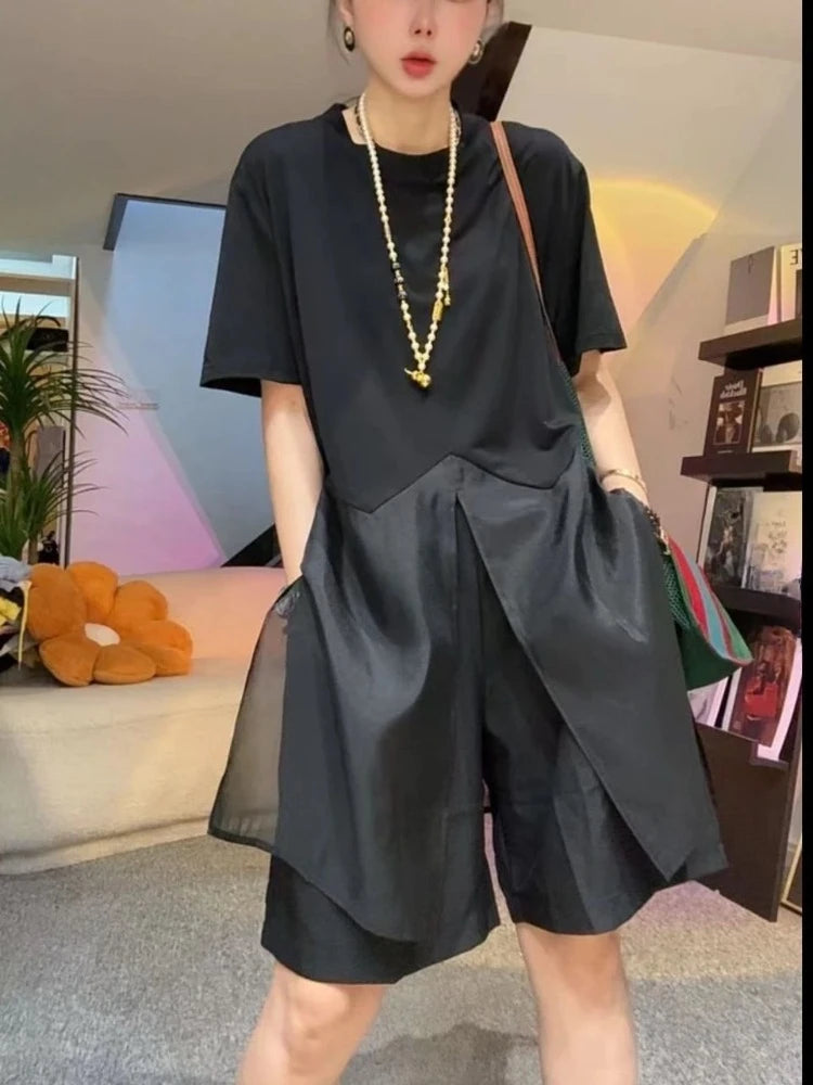 Oversized Tops Summer T Shirts 2026 Ropa Mujer Patchwork Fashion Camisetas O-neck Casual T-shirts Korean Tees Women's Clothes