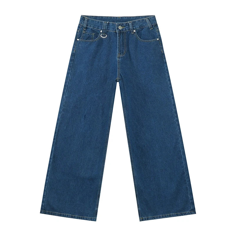 IEFB Men's Vintage Jeans Fashion Washed Street Casual Wide Leg Denim Pants Summer Distressed Loose Male Versatile Trousers 9C354