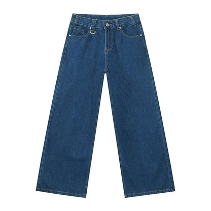 IEFB Men's Vintage Jeans Fashion Washed Street Casual Wide Leg Denim Pants Summer Distressed Loose Male Versatile Trousers 9C354