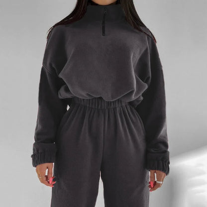 2Pcs/Set Women Sportswear Suit Casual Trousers Solid Color Hooded Sweatshirt And Pant Tracksuit Sport Suit Pullover Sweatshirt