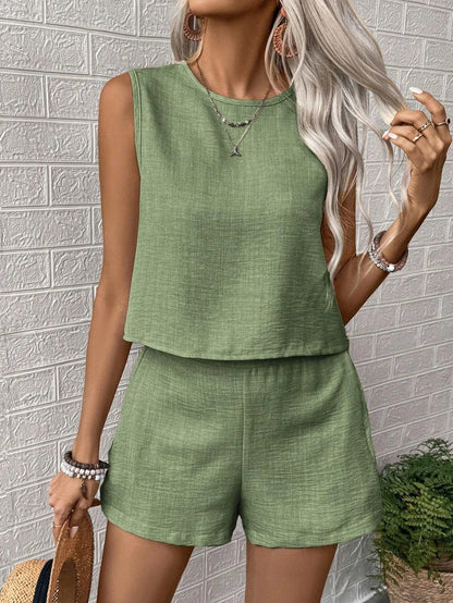 Solid Color Top and Shorts Set