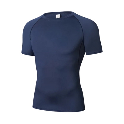 Men's Reflective Stripe Quick Dry Compression T-Shirt - Elastic Athletic Workout Top for Running, Gym, Fitness
