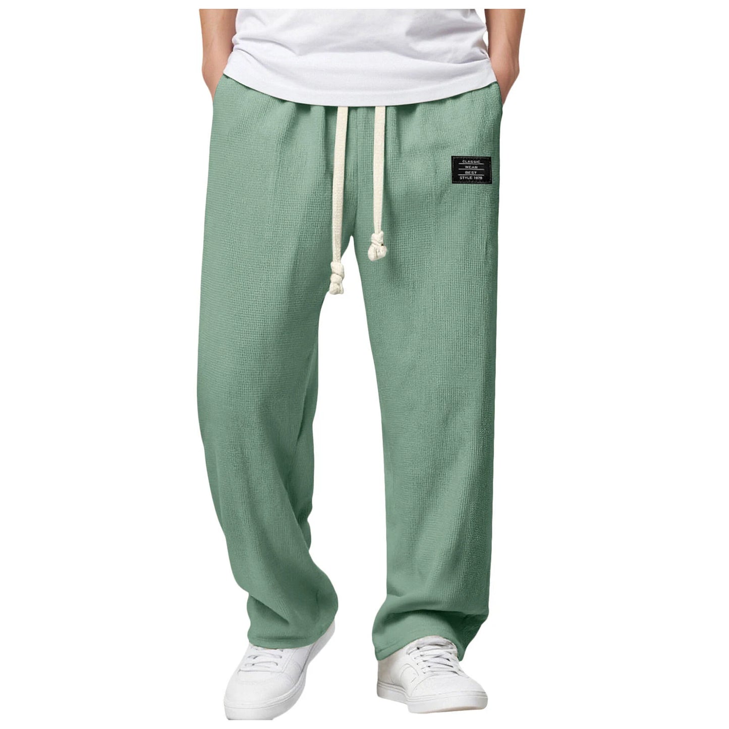 Men's Summer Casual Sports Solid Color Loose Wide Leg Trousers Stocking Gift Boy