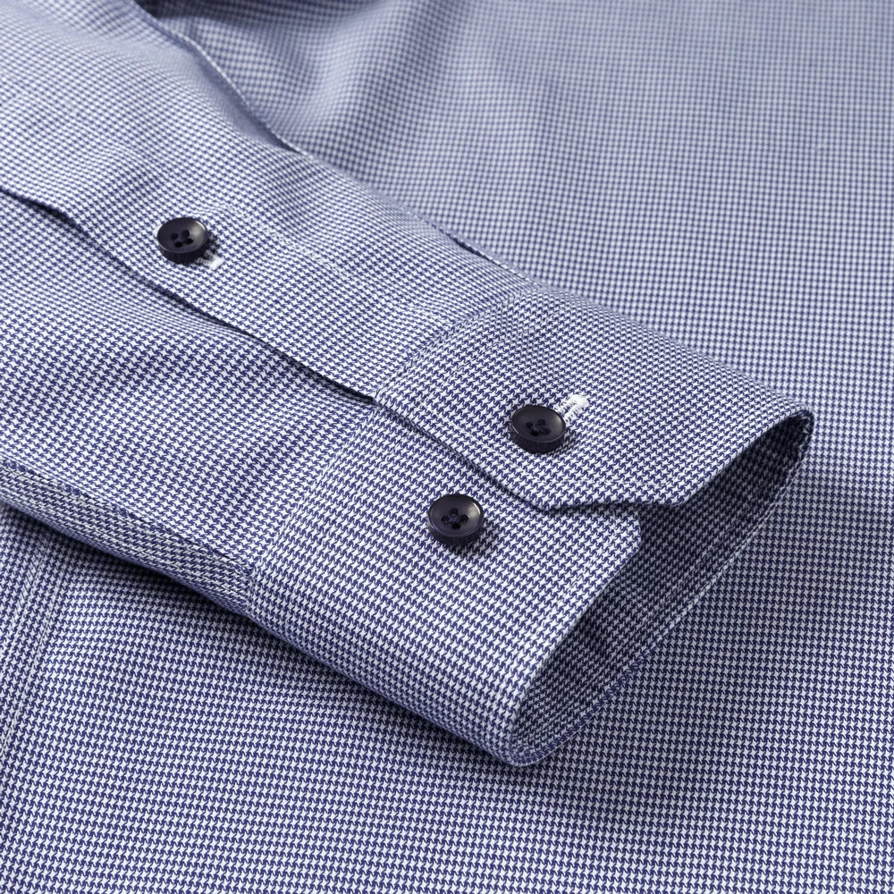 Men's Breathable Houndstooth Print Wrinkle-Free Dress Shirt Soft Long Sleeve Casual Button Down Blouse Business Daily Essential