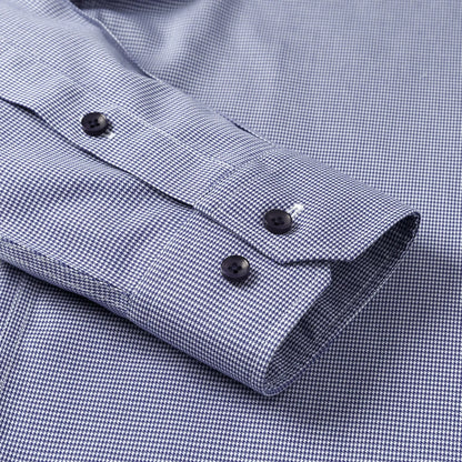 Men's Breathable Houndstooth Print Wrinkle-Free Dress Shirt Soft Long Sleeve Casual Button Down Blouse Business Daily Essential