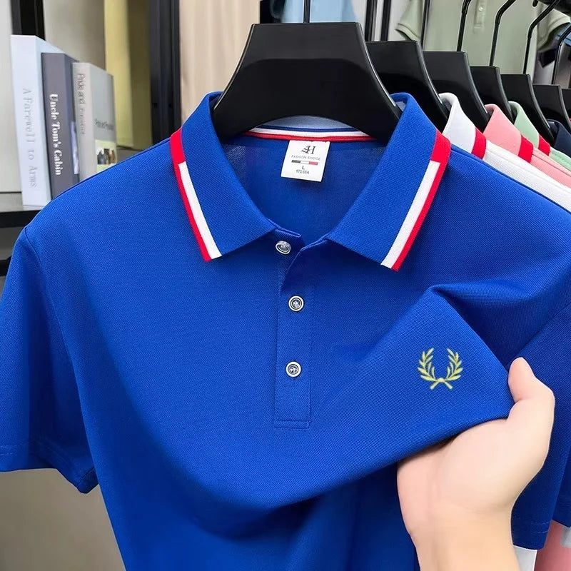 Luxury and fashionable men clothing brand exquisite embroidery simple and breathable polo shirt casual short top for summer 2026