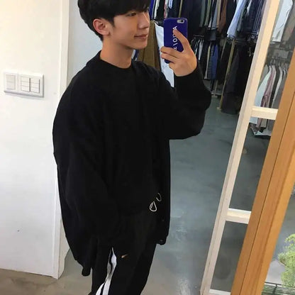 IEFB Men's Wear Knitted Sweater Loose V-neck Single-breasted Solid Color Knitting Cardigan Coat 2026 Spring New Trendy 9Y3266