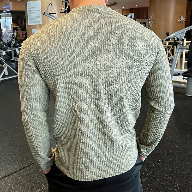 Men's Waffle Knit Shirt, Slim Fit Thermal Wear, Long Sleeve Base Layer