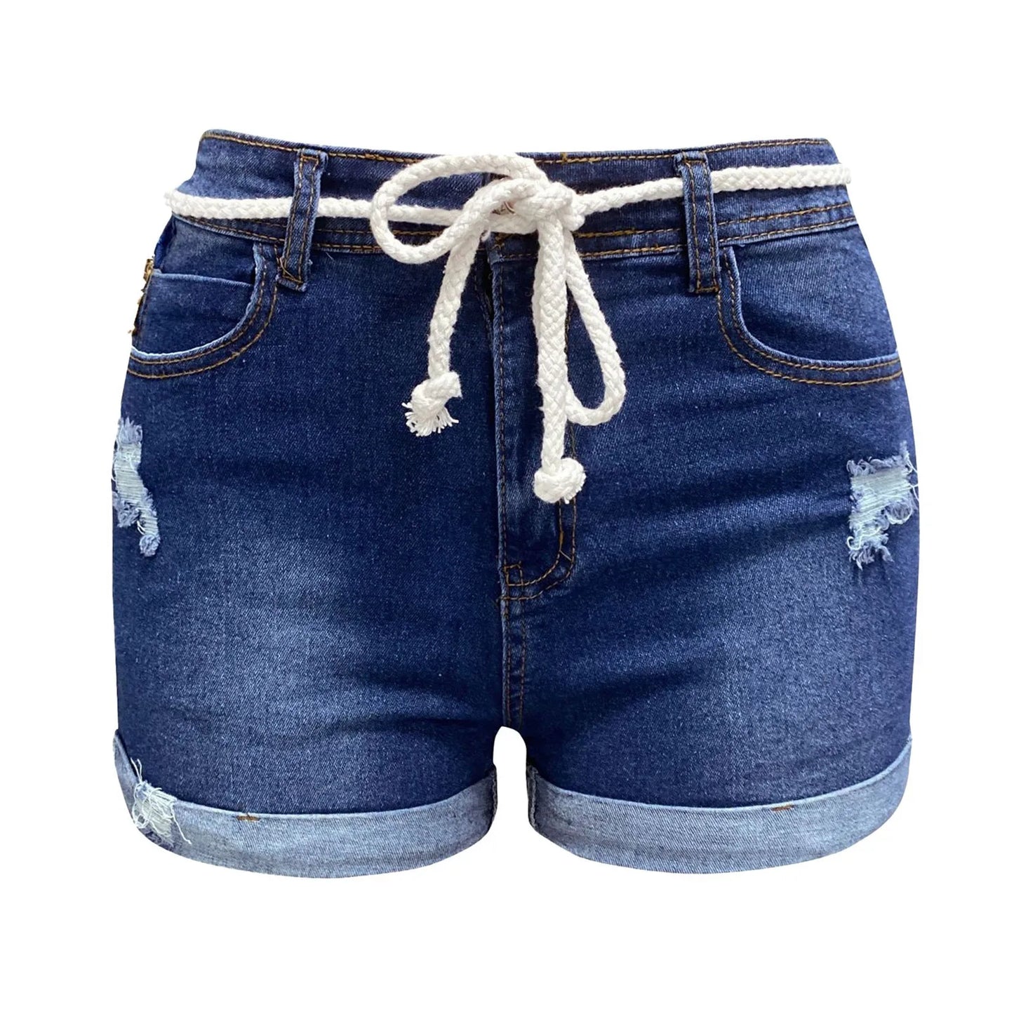 Summer Denim Shorts For Women 2025 Ripped Hotpants Casual Women's Short Pants Elastic High Waisted Rolled Baggy Jean Shorts