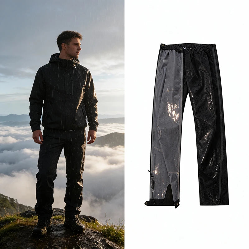Fanuocetar Mens Waterproof Tactical Hiking Pants Summer Side Open Zipper Climbing Camping Fishing Rainproof Outdoor Trousers SGK