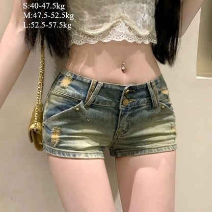 Sexy Denim Shorts Low Waist Crop Tops Women's Summer New Arrival Packed Hip Tight Fitting High Waist Hip Huggers Trendy
