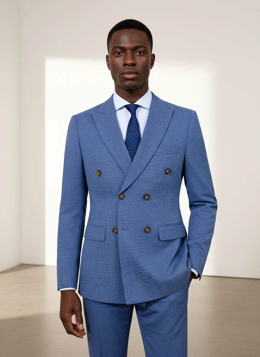 ST Cassy  2-piece set (jacket + pants) double-breasted Man Suit blue Modern Wedding Suits for Men slim fit Business office suit