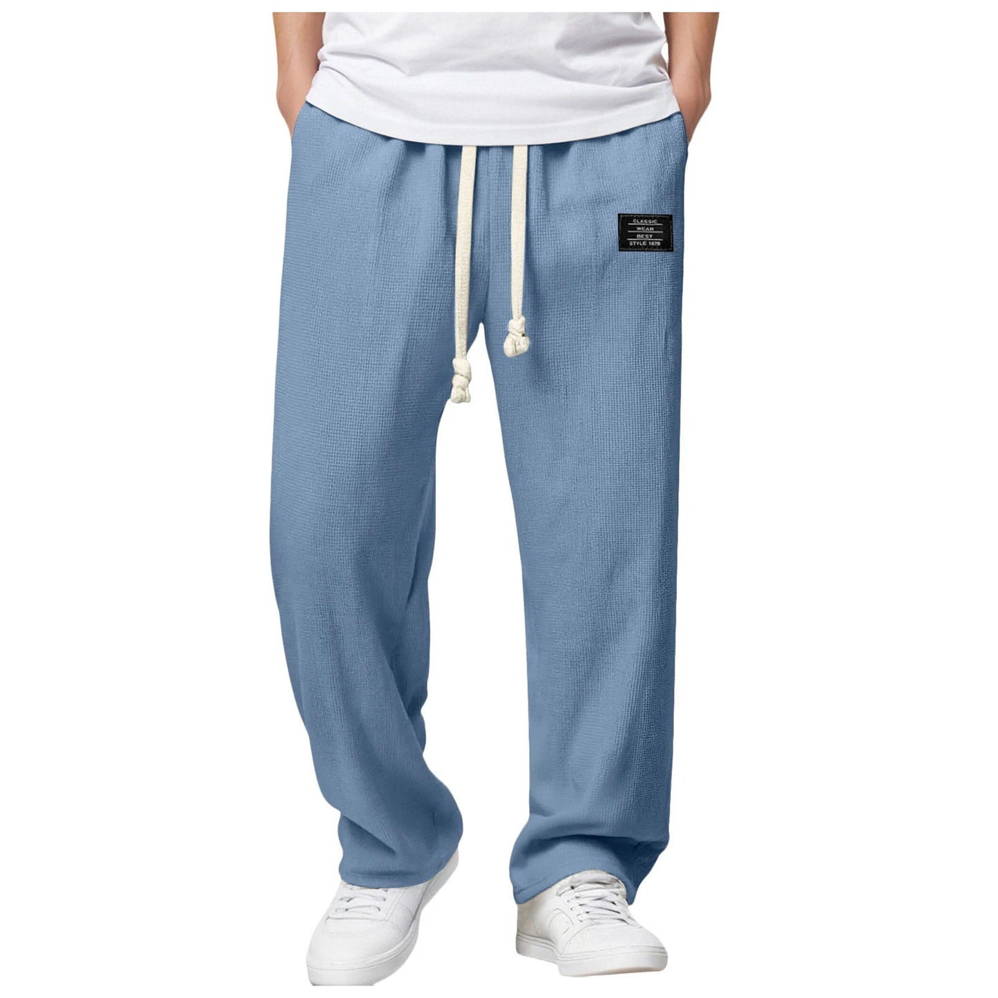 Men's Summer Casual Sports Solid Color Loose Wide Leg Trousers Stocking Gift Boy