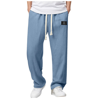 Men's Summer Casual Sports Solid Color Loose Wide Leg Trousers Stocking Gift Boy