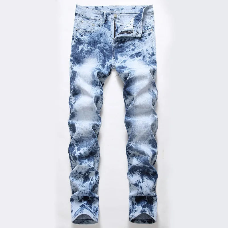Bleached Jeans Men Washed Jean Pencil Trousers Ankle Length Zipper Fly Skinny 2025 Pockets Vintage Ripped Holes Distressed