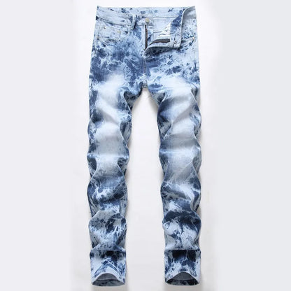 Bleached Jeans Men Washed Jean Pencil Trousers Ankle Length Zipper Fly Skinny 2025 Pockets Vintage Ripped Holes Distressed