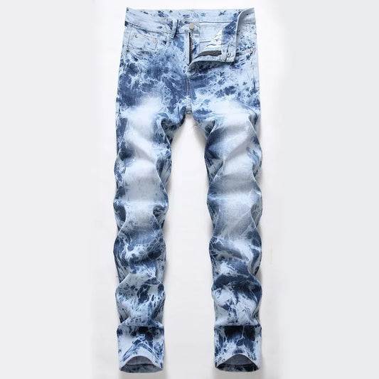 Bleached Jeans Men Washed Jean Pencil Trousers Ankle Length Zipper Fly Skinny 2025 Pockets Vintage Ripped Holes Distressed