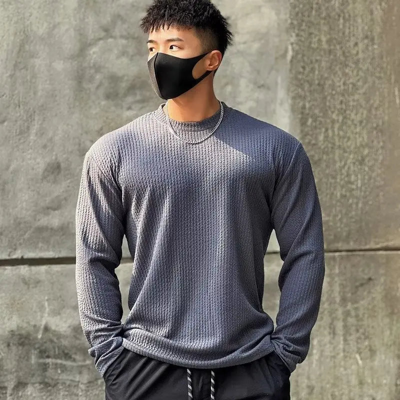 Men's Waffle Knit Shirt, Slim Fit Thermal Wear, Long Sleeve Base Layer