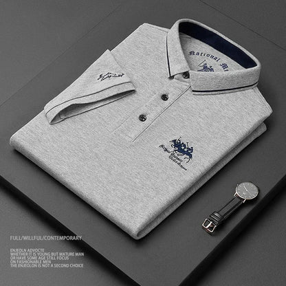 2024 High Quality Men's Cotton Embroidered Polo Shirt Summer New High-end Business Casual Lapel Short Sleeve T-shirt