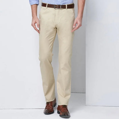 100 Cotton Men's Casual Pant Straight Cut Chino Trouser Male Formal Dress Office Work Golf Wear Summer Classic Business Khaki 40