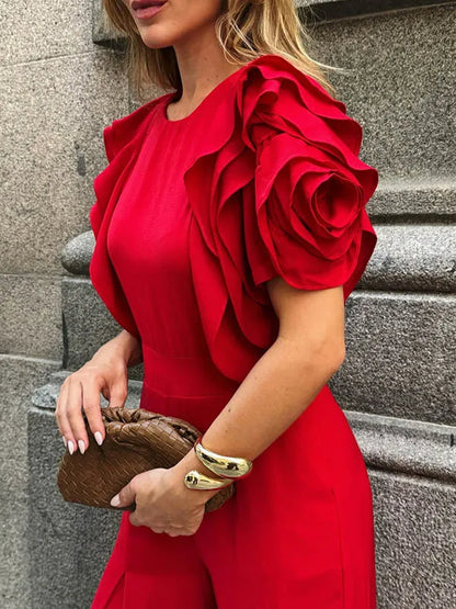 Red Romper Jumpsuit Woman