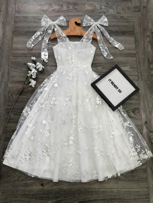 Fairy White Evening Dresses Customized Sleeveless Draped Tea-Length A-Line Princess Gowns Special Occasion Birthday Party Dress