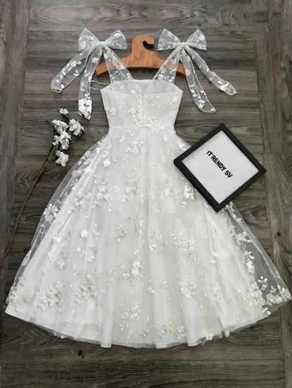 Fairy White Evening Dresses Customized Sleeveless Draped Tea-Length A-Line Princess Gowns Special Occasion Birthday Party Dress
